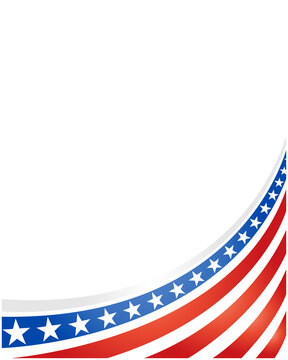 American abstract flag wave corner banner border with an empty space for text.	
