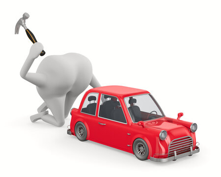 Car service on white background. Isolated 3D illustration