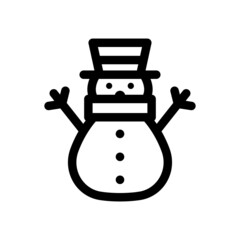 Snowman icon. Black contour linear silhouette. Front view. Vector simple flat graphic illustration. The isolated object on a white background. Isolate.