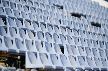 a old blue stadium seats