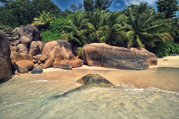 The beautiful beach Anse Lazio at Praslin Island, Seychelles