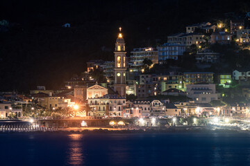 Fototapeta na wymiar Moneglia, Italy by night
