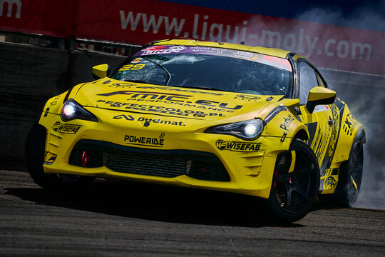 05-08-2021 Riga, Latvia Sport Car Drifting On The Ground