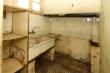 abandoned old kitchen in a building