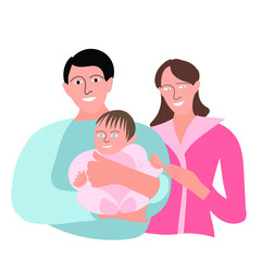 Young happy couple with a child