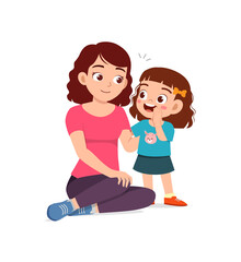 young woman whisper secret with cute little girl