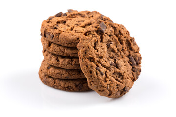 Chocolate chip cookie isolated on white