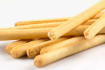 bread sticks on white background