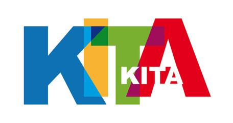 Kita - Abkürzung für Kindertagesstätte - Text mit bunten Buchstaben - Vektor-Schriftzug