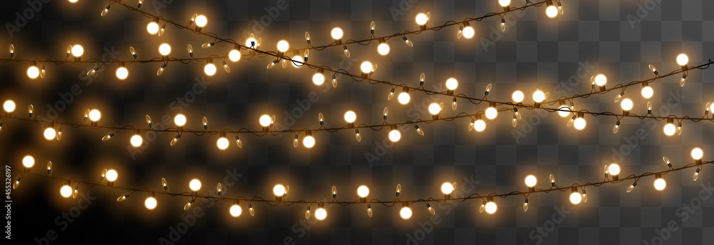 Wall mural Vector Christmas garland on an isolated transparent background. Light, light garland PNG, Christmas decoration.