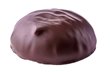 Chocolate covered marshmallow isolated on white background