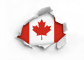 Flag of Canada underneath the ripped paper