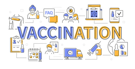 Vaccination - modern line design style icons set