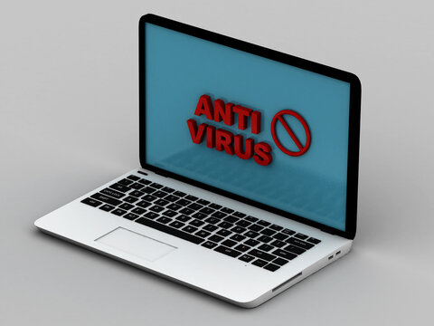 3d rendering laptop with anti virus
