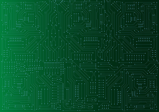 circuit board electronic or electrical line on green engineering technology concept vector background