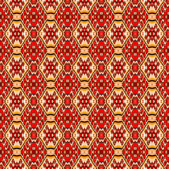 Red and Yellow seamless portuguese ethnic tiles azulejos. Ikat spanish tile pattern. Italian majolica.Mexican puebla talavera.Moroccan,Turkish floor tiles.Ethnic tile design.Tiled texture for flooring
