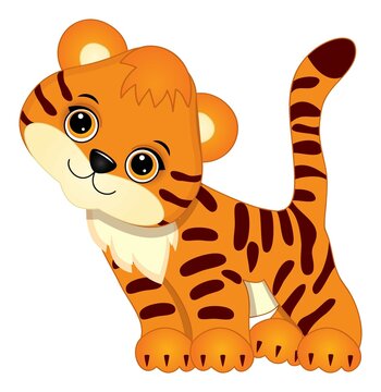 Cute Cartoon Baby Tiger. Vector Cute Tiger