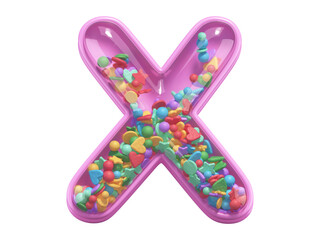 Pink toy font. Letter X. 