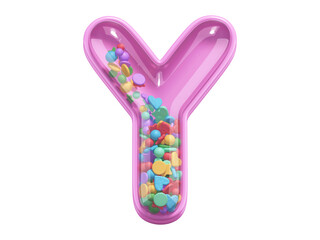 Pink toy font. Letter Y. 