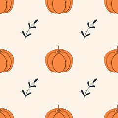 Pumpkin pattern. Halloween. illustration seamless. Cover.  Vector.