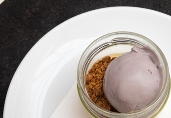 Cheese cake dessert with ice cream