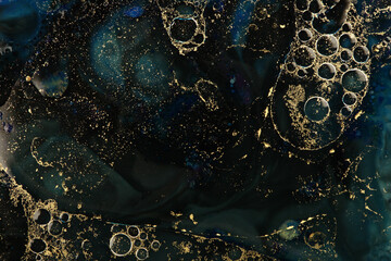 Abstract blot bubble horizontal background. Marble texture. Acrylic color in water and oil.