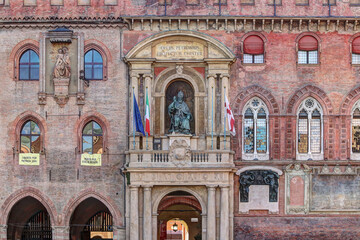 Bologna, Italy, statue of Pope Gregory XIII, piazza maggiore (mail square)