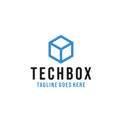 Tech Box Logo vector design. modern technology symbol icon graphic. digital app emblem for Company and business