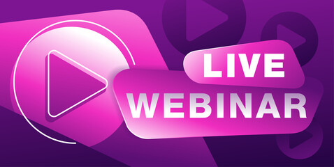 Live webinar web banner in purple colors