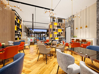 3d render of luxury hotel lobby reception