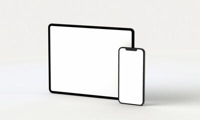 3d render illustration generic phone mock up in a white design high key