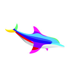 swimming colorful dolphin logo