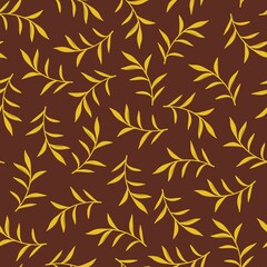 Fototapeta premium Brown seamless vector background with yellow branches
