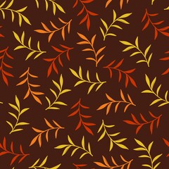 Brown seamless vector background with autumn branches