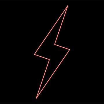 Neon lightning red color vector illustration flat style image