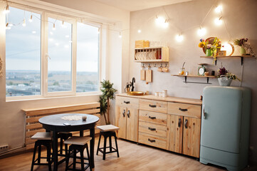 Kitchen interior with vintage old kitchenware.