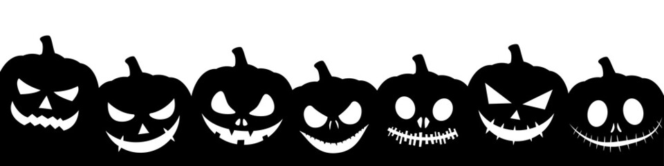 Black header banner of halloween pumpkin