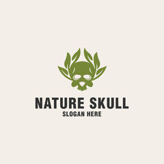 Nature skull logo template on monogram style