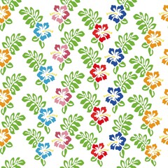 Hibiscus flowers seamless pattern on white background