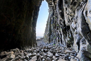 갯깍주상절리라고 부르는 제주도 서귀포 해안의 아름다운 풍경이다.