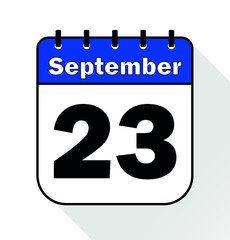 September day 23 blue - Calendar Icon - Vector Illustration.