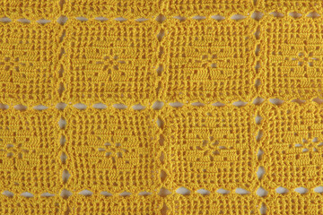 Yellow handmade crochet texture detail