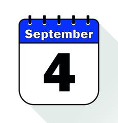 September day 4 blue - Calendar Icon - Vector Illustration.