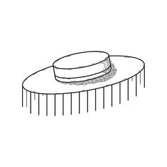 Abstract Hand Drawn Fringed Hat Clothing For Man And Woman Doodle Headdress Wear Concept Vector Design Outline Style On White Background Isolated