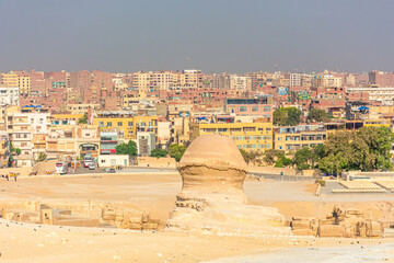 Egypt, view of the city of Cairo from the Giza plateau,