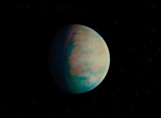 twin earth in far space, super-earth planet, exoplanet from another star system 3d illustration.