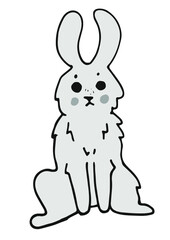 Fototapeta na wymiar vector. cute minimalistic rabbit isolated on a white background. Lovely Simple Funny rabbit print is perfect for greeting card, wall art, Poster, Easter, children's room decoration, stickers.