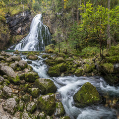 misty waterfall in the forest