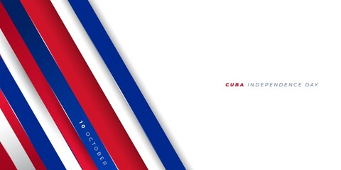 Red blue and white geometric background design. Cuba Independence day design.