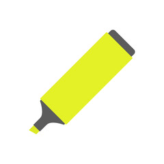 Yellow marker highlighter pen. Isolated on white background. Vector illustration..